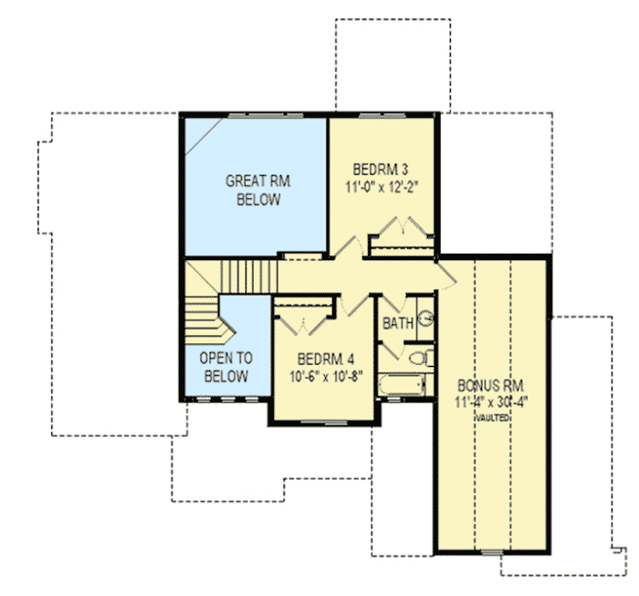 Plan 290073IY: Vaulted Bonus Room Included - Floor Plan - 2nd Floor - Northwest, Traditional