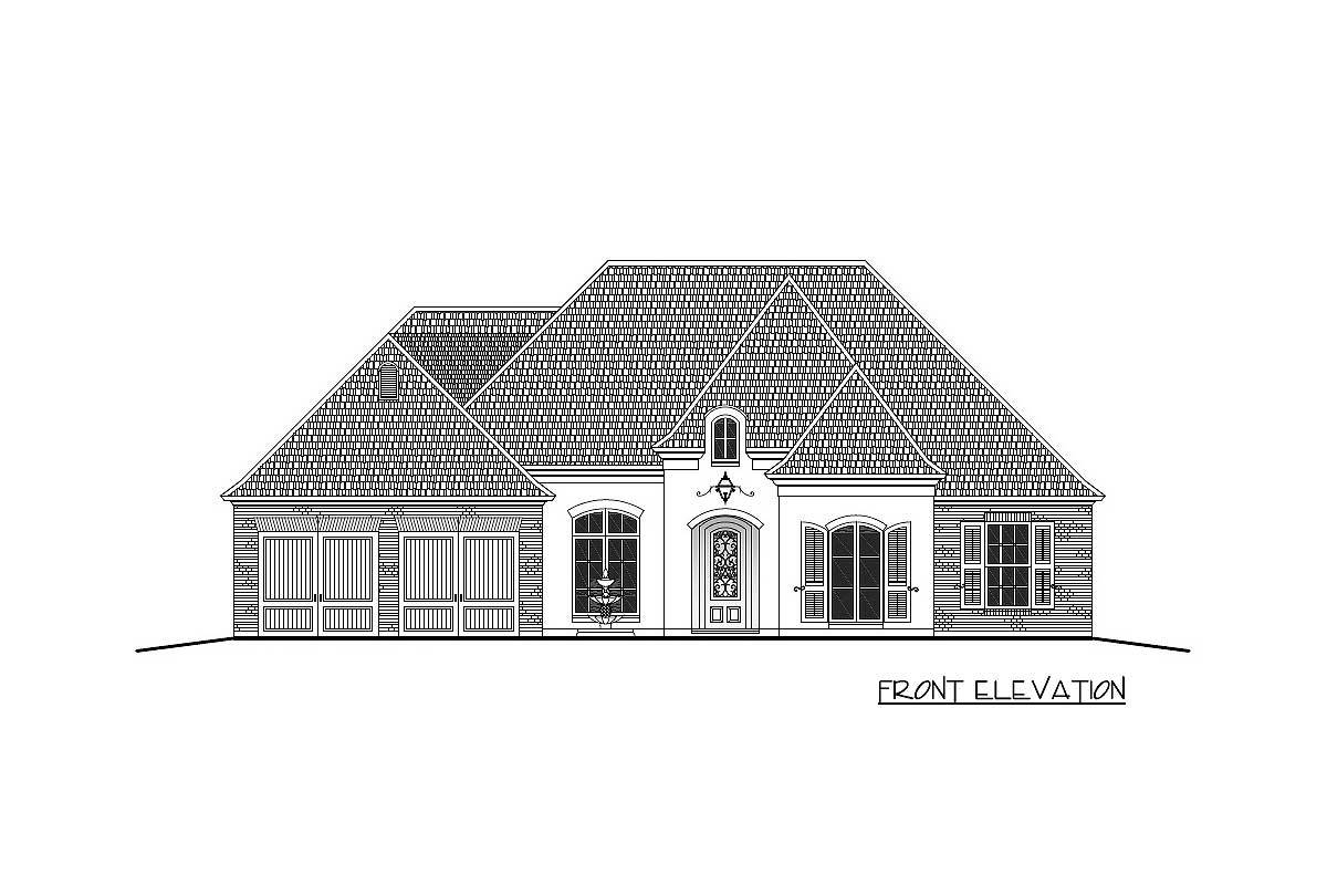 Elevation Showing Brick Exterior Plan Traditional Home Plan With