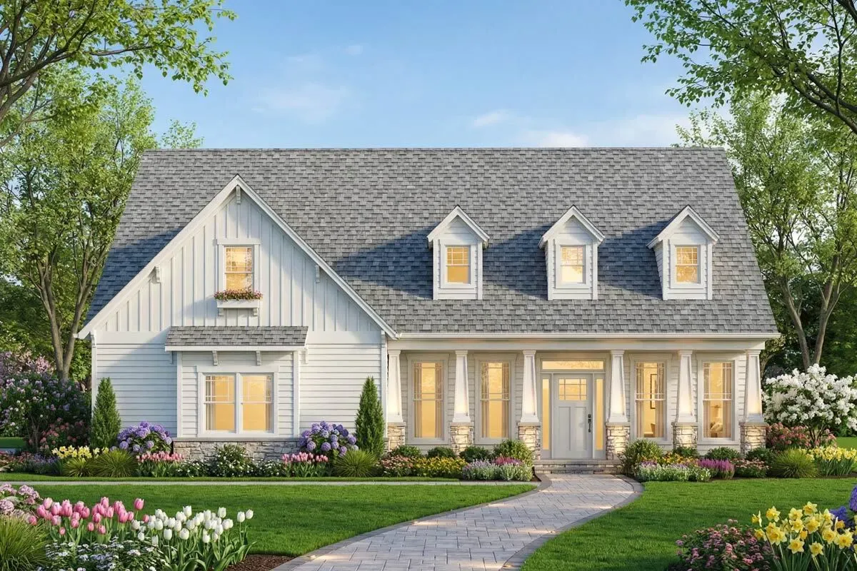 Country Home with Vaulted Spaces and a Bonus Option