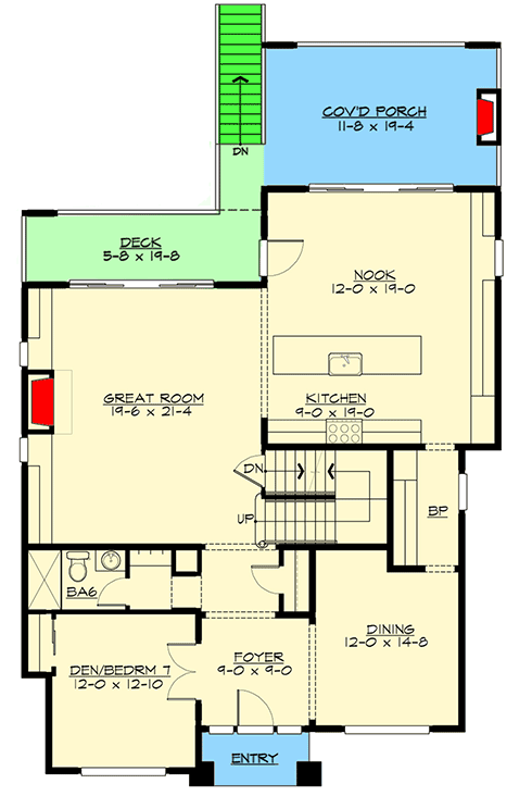 Plan 23729JD: Up To Eight Bedrooms and Four Levels - Floor Plan - Main Level - Craftsman, New American, Northwest, Shingle, Traditional