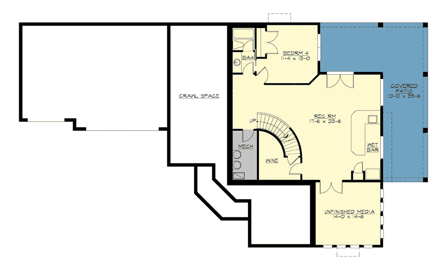 Plan 23738JD: Three Levels of Living Space - Floor Plan - Lower Level - Mediterranean, Northwest