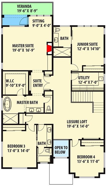 Plan 737022LVL: Coastal Contemporary House Plan - Floor Plan - 2nd Floor - Contemporary, Northwest