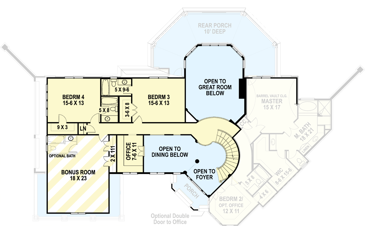 Plan 12314JL: Impressive Flexible 4-Bed French Country Home Plan  - Floor Plan - 2nd Floor - European, French Country, New American, Transitional