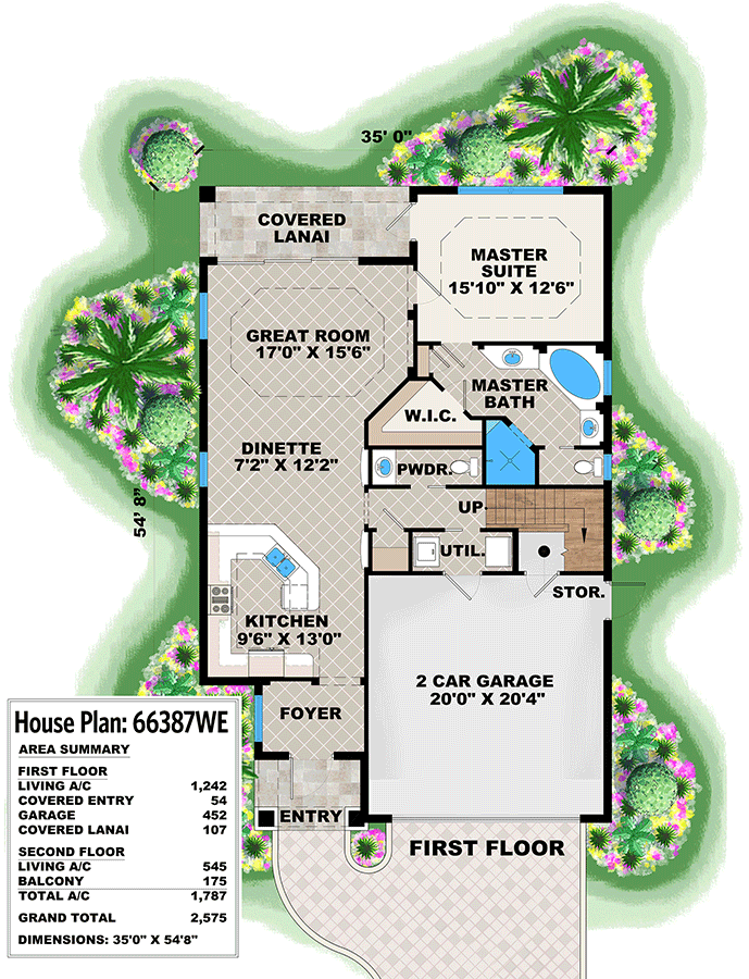 Plan 66387WE: Compact and Elegant Mediterranean House Plan - Floor Plan - Main Level - Mediterranean, Southern