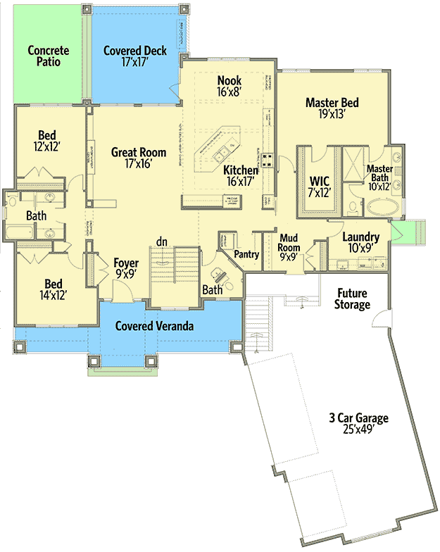Plan 81709AB: Split Bedrooms and an Optional Finished Lower Level - Floor Plan - Main Level - Northwest