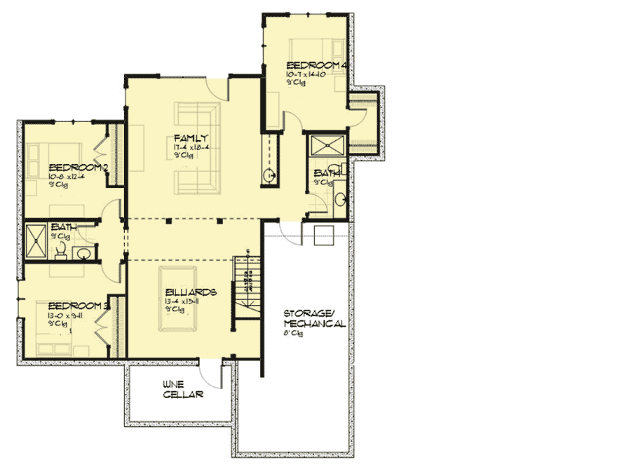 Plan 970065VC: Cottage with Vaulted Ceilings in the Home Office - Floor Plan - Lower Level - Cottage