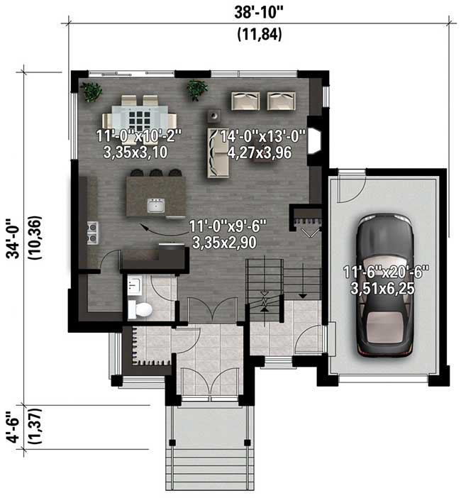 Plan 80911PM: Prairie Style Split Level House Plan - Floor Plan - Main Level - Northwest, Prairie