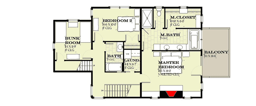 Plan 970069VC: 3 Bed Cottage with Bunk Room and Viewing Tower - Floor Plan - 2nd Floor - Cottage, Craftsman, Southern, Vacation