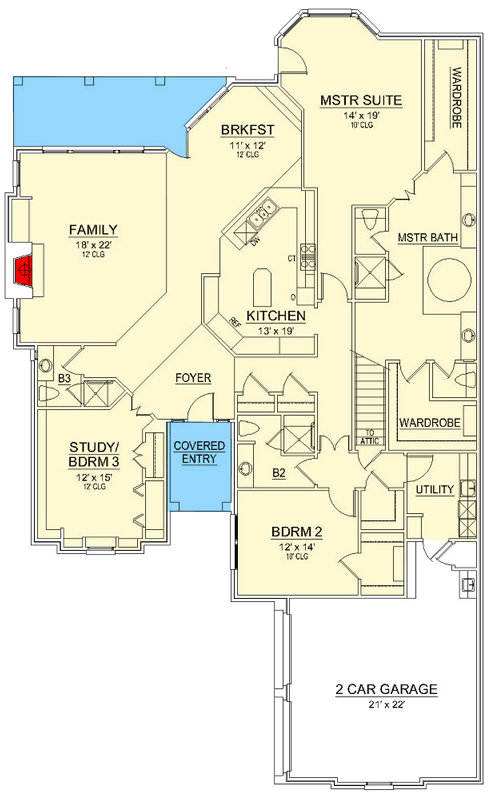 Plan 36552TX: Upscale European House Plan - Floor Plan - Main Level - European, French Country