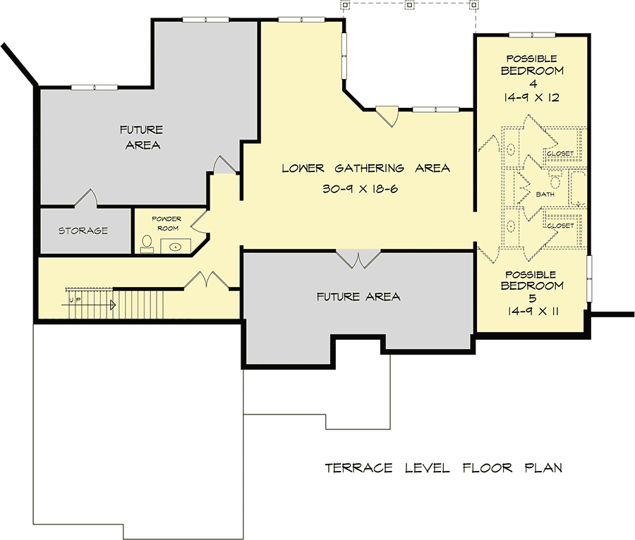 Plan 360009DK: Everything On One Floor - And Expansion Below - Floor Plan - Lower Level - Country, New American, Ranch, Traditional