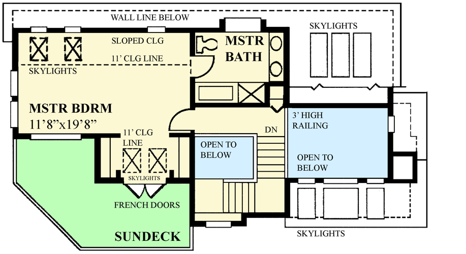 Plan 9840SW: Sunny 2-Bed Mountain Retreat with Master Sundeck - Floor Plan - 2nd Floor - Cabin, Cottage, Mountain, Rustic, Vacation