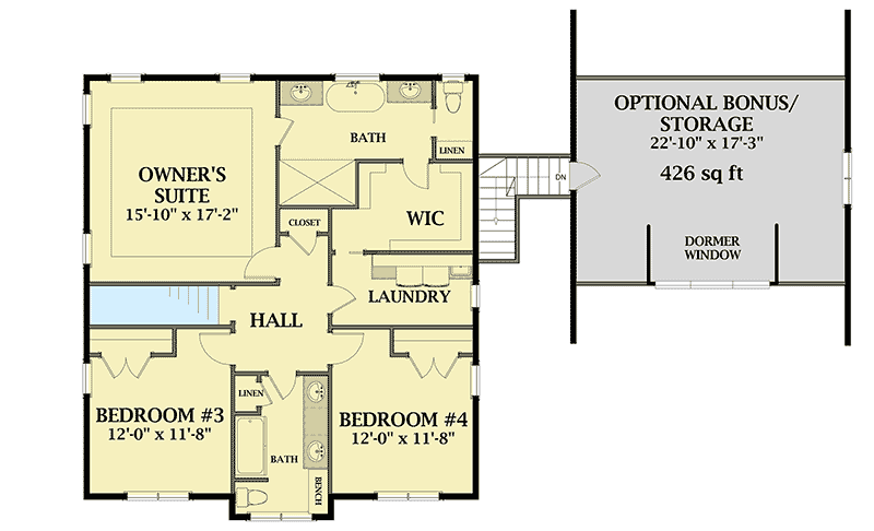 Plan 46334LA: Country House Plan with Wrap-Around Porch - Floor Plan - 2nd Floor - Country, Farmhouse