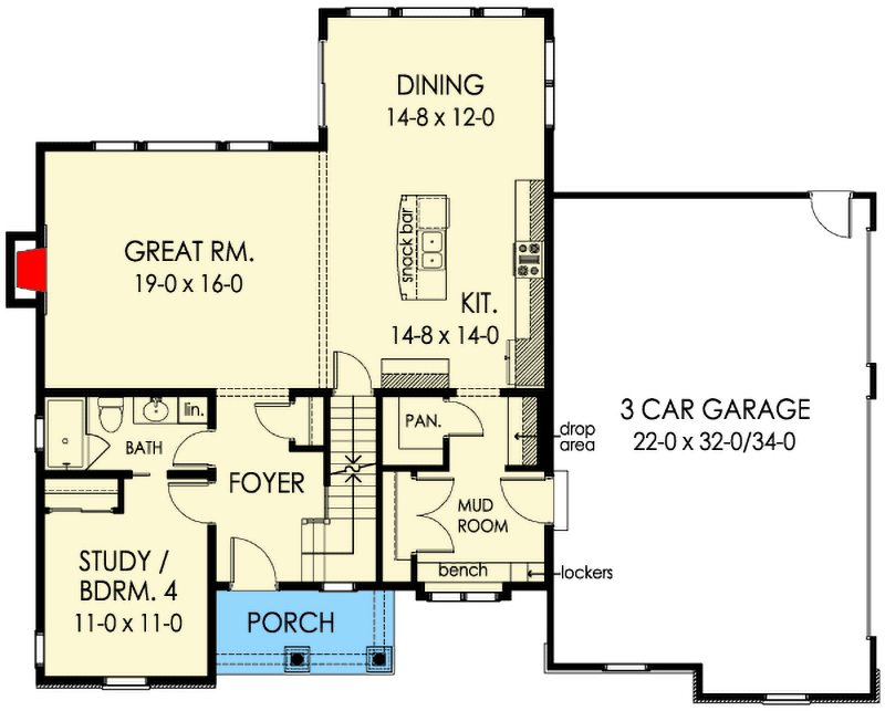 Plan 790003GLV: Exclusive and Flexible Traditional House Plan - Floor Plan - Main Level - Craftsman, Traditional