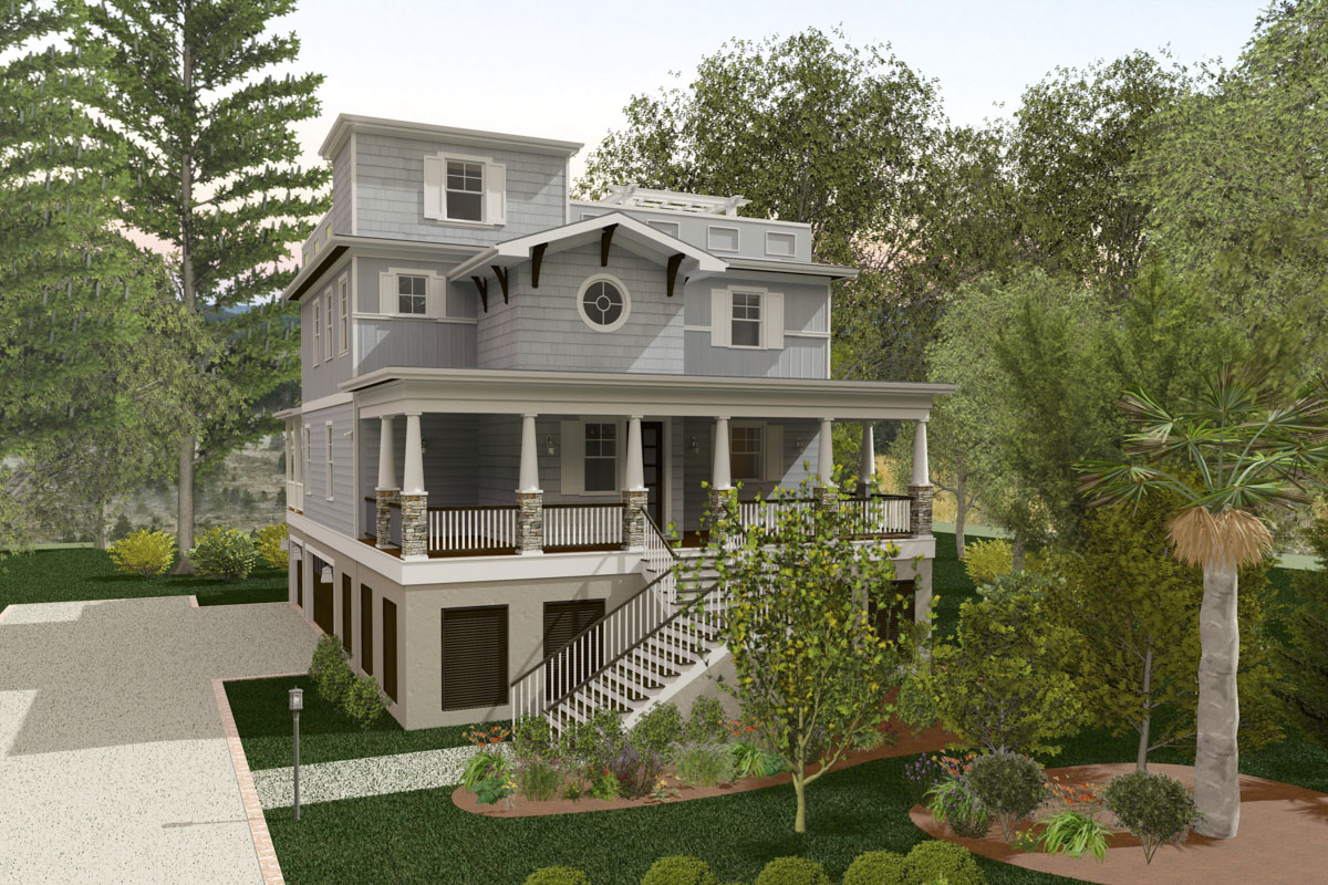 Plan 765004TWN: Exciting Beach House Plan with Rooftop Garden
