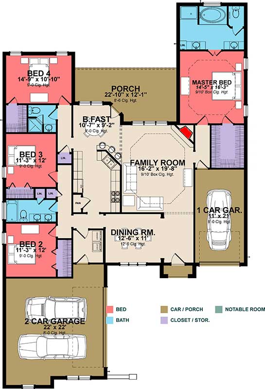Plan 86303HH: One Level Southern House Plan - Floor Plan - Main Level - Northwest, Southern