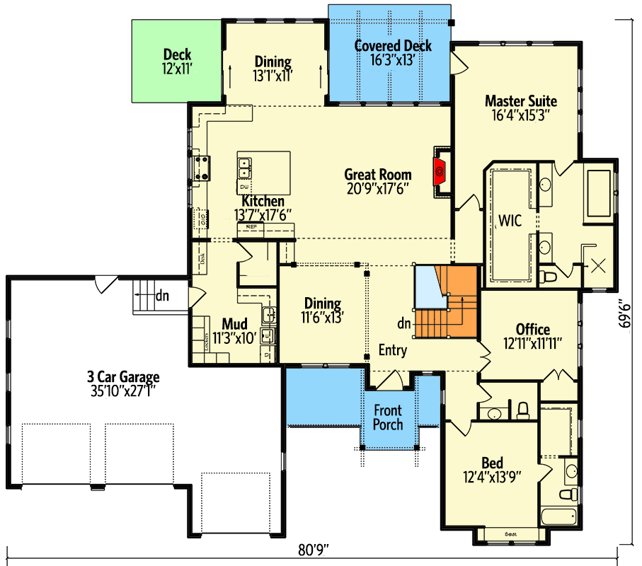 Plan 95051RW: European Craftsman House Plan with Optional Finished Lower Level - Floor Plan - Main Level - Craftsman, European, Northwest, Rustic
