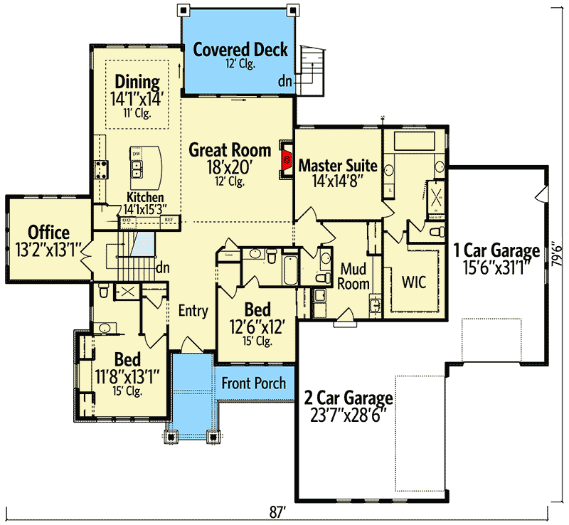 Plan 95053RW: Rugged Craftsman Home Plan with Optional Finished Lower Level - Floor Plan - Main Level - Craftsman, Mountain, Rustic
