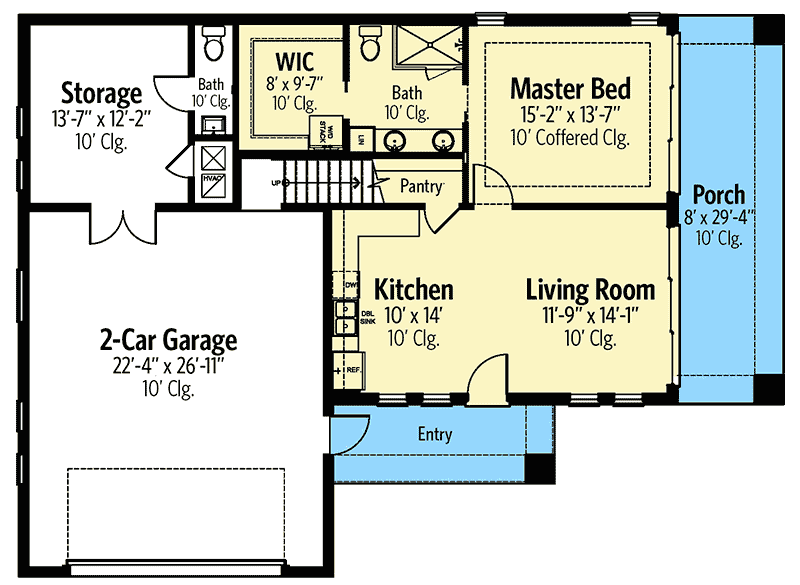 Plan 82242KA: Single-Level-Living Home Plan with Large Attic Storage - Floor Plan - Main Level - Southern