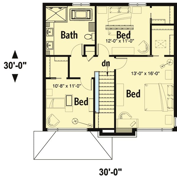 Plan 22519DR: Prairie Style Chic - Floor Plan - 2nd Floor - Northwest, Prairie