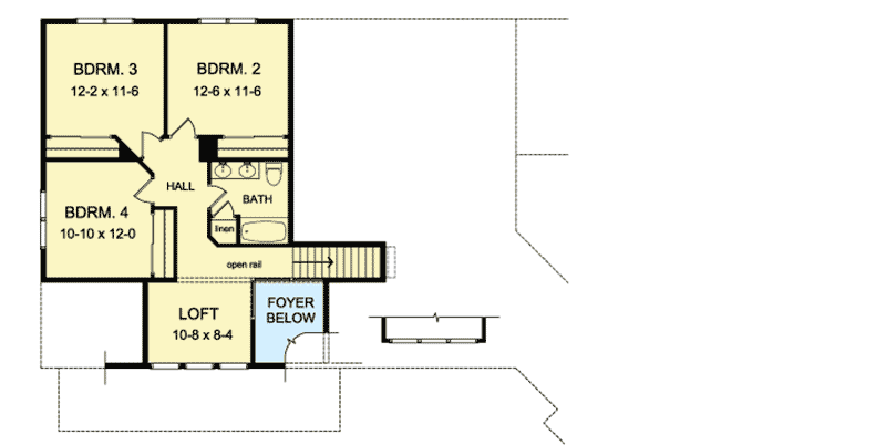 Plan 790045GLV: 4-Bedroom Craftsman House Plan with Den and Main-Floor Master - Floor Plan - 2nd Floor - Craftsman, New American