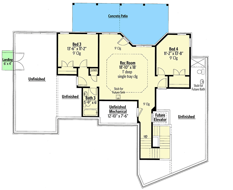 Plan 24381TW: Attractive Southern House Plan with Finished Lower Level - Floor Plan - Lower Level - Southern, Traditional