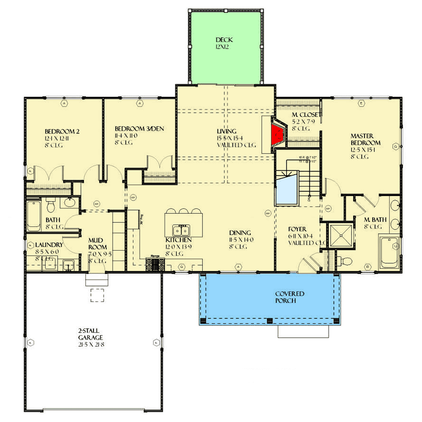 Plan 970074VC: 5-Bedroom House Plan with Lower Level Family Room - Floor Plan - Main Level - Traditional