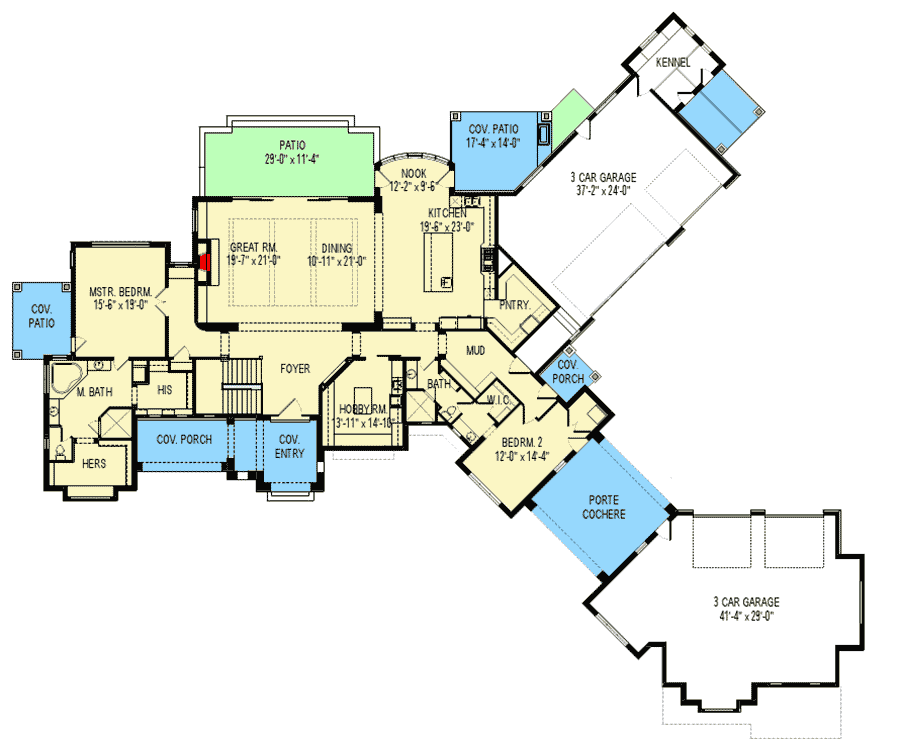 Plan 290100IY: Luxurious European House Plan with All the Extras - Floor Plan - Main Level - European, Traditional