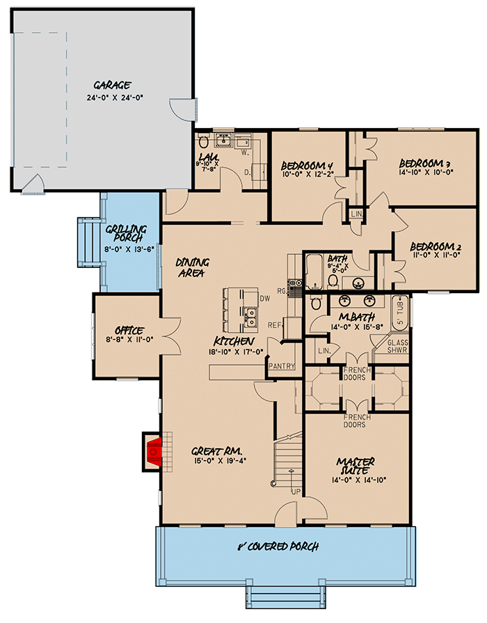 Country Home Plan with Game Room Expansion 70600MK Architectural