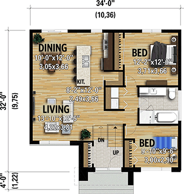 Plan 80914PM: Fresh 2-Bed Modern Home Plan - Floor Plan - Main Level - Contemporary, Modern, Northwest