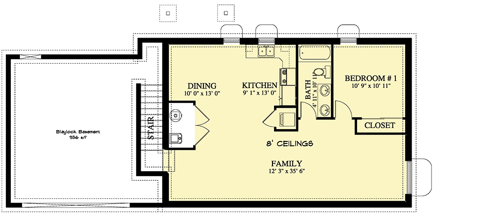 Plan 61311UT: 3-Bed Ranch House Plan with Lower-Level Unit  - Floor Plan - Lower Level - Ranch, Traditional