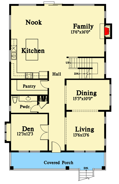 Plan 785006KPH: Craftsman House Plan with Drive-Under Garage and Media Room - 3540 Sq Ft - Floor Plan - Main Level - Craftsman, Northwest, Traditional