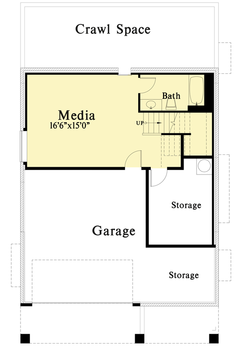 Plan 785006KPH: Craftsman House Plan with Drive-Under Garage and Media Room - 3540 Sq Ft - Floor Plan - Lower Level - Craftsman, Northwest, Traditional