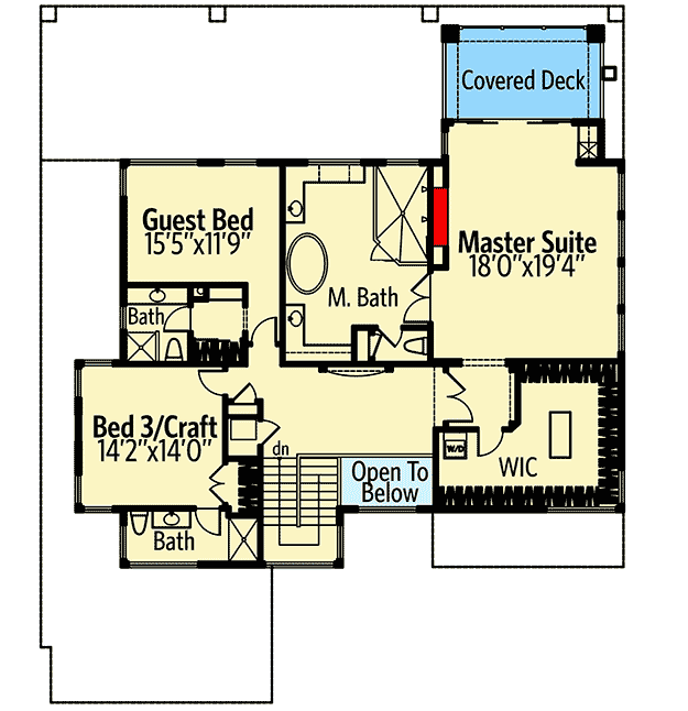 Plan 785011KPH: Modern Prairie House Plan with Indoor Outdoor Living Space - Floor Plan - 2nd Floor - Contemporary, Modern, Northwest, Prairie