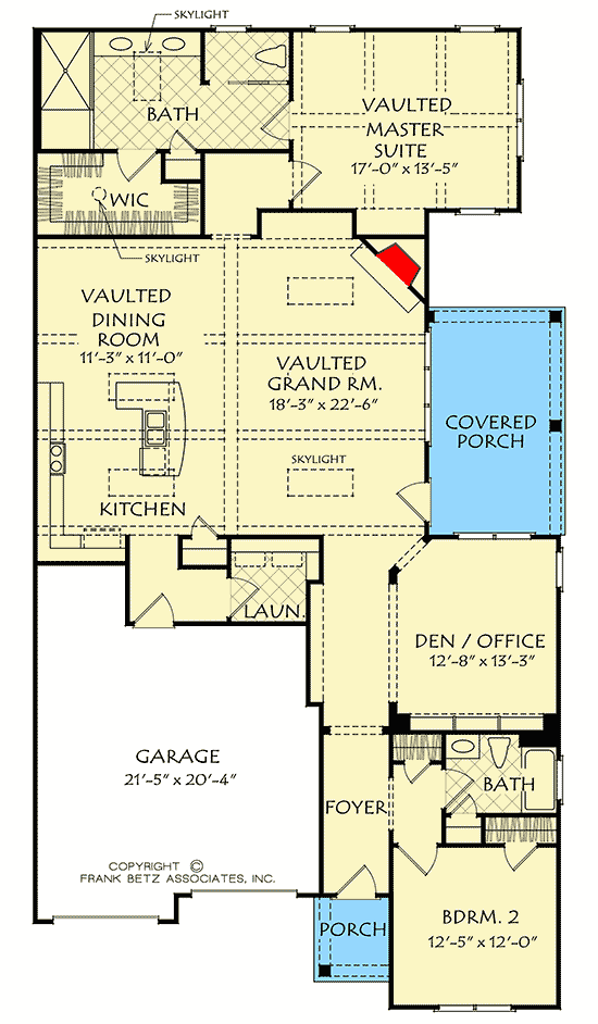 Plan 710039BTZ: Two-Bed House Plan with Optional Third Bedroom - Floor Plan - Main Level - Southern, Traditional