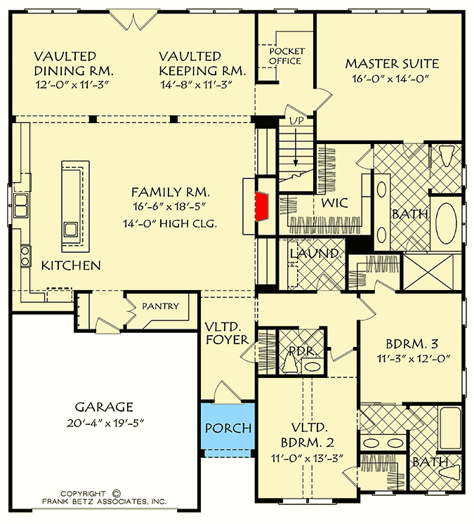 Plan 710050BTZ: 4-Bed House Plan with 3 Steep Gables - Floor Plan - Main Level - Traditional