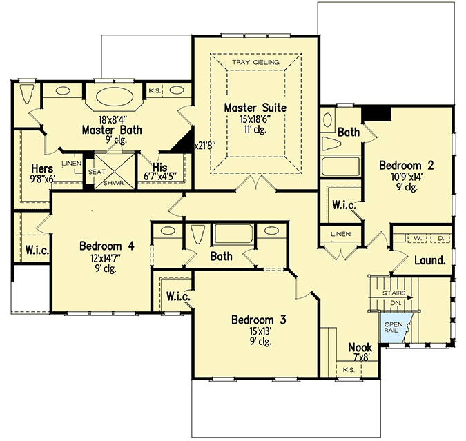 Plan 710085BTZ: 2-Story House Plan with Built-In Work Spaces - Floor Plan - 2nd Floor - Traditional