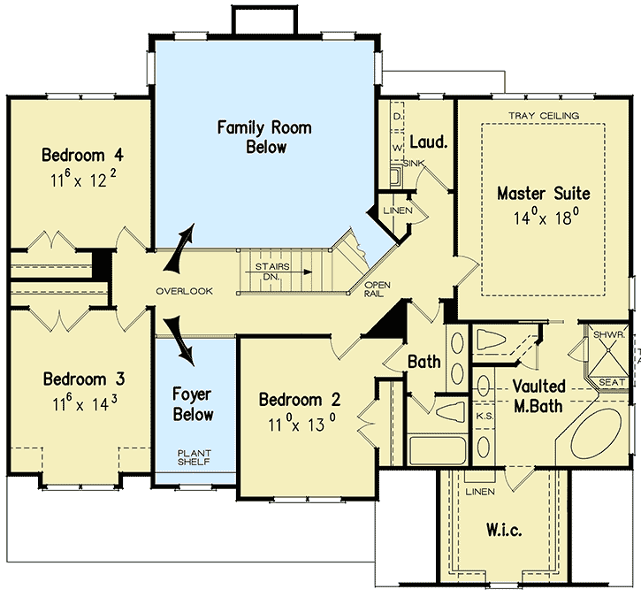 Plan 710102BTZ: Traditional Exterior Paired with an Open Interior - Floor Plan - 2nd Floor - Traditional