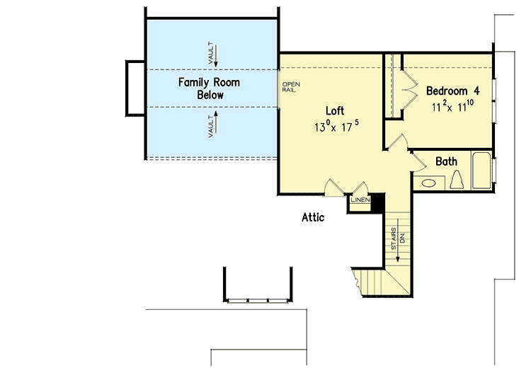 Plan 710112BTZ: Split Bedroom Beauty with Vaulted Keeping Room - Floor Plan - 2nd Floor - Southern, Traditional
