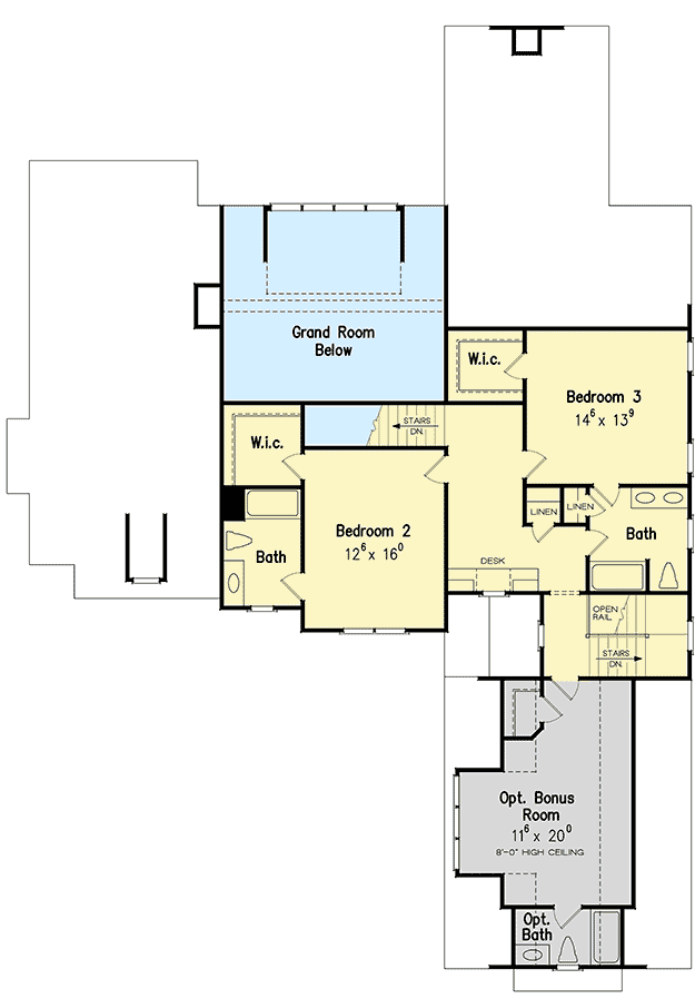 Plan 710115BTZ: 4-Bed House Plan with Vaulted Keeping Room - Floor Plan - 2nd Floor - Craftsman, Southern, Traditional
