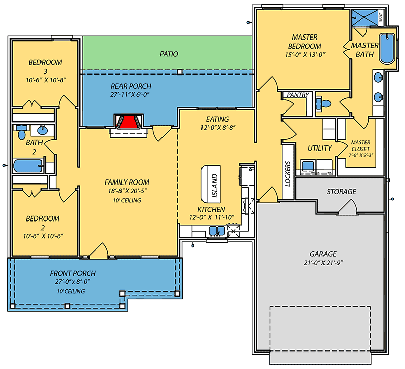 Plan 83913JW: One-Level Southern House Plan  - Floor Plan - Main Level - Ranch, Southern