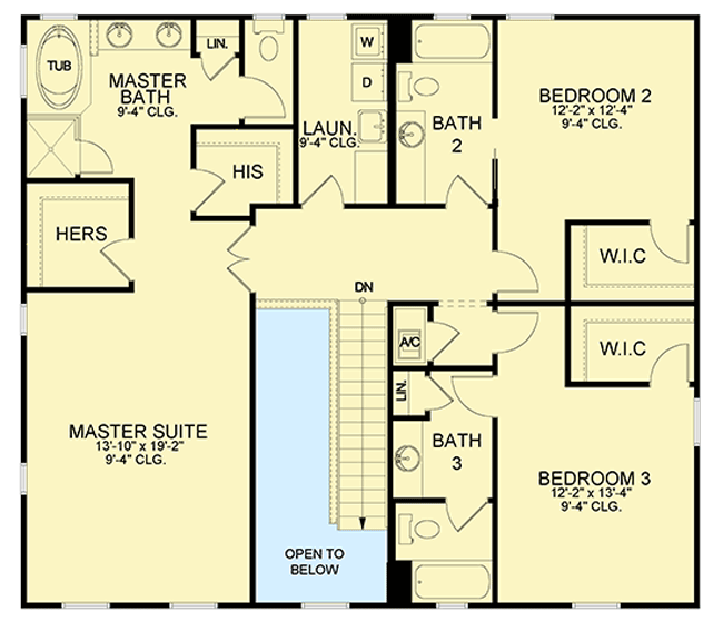 Plan 82253KA: Two-Story Traditional House Plan with Second-Level Master - Floor Plan - 2nd Floor - Florida-Style, Southern, Traditional