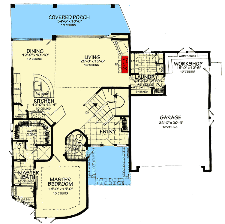 Plan 12957KN: Contemporary Two-Level House Plan with Optional Lower Level and Garage Workshop - Floor Plan - Main Level - Contemporary, Mid Century Modern, Modern, Northwest