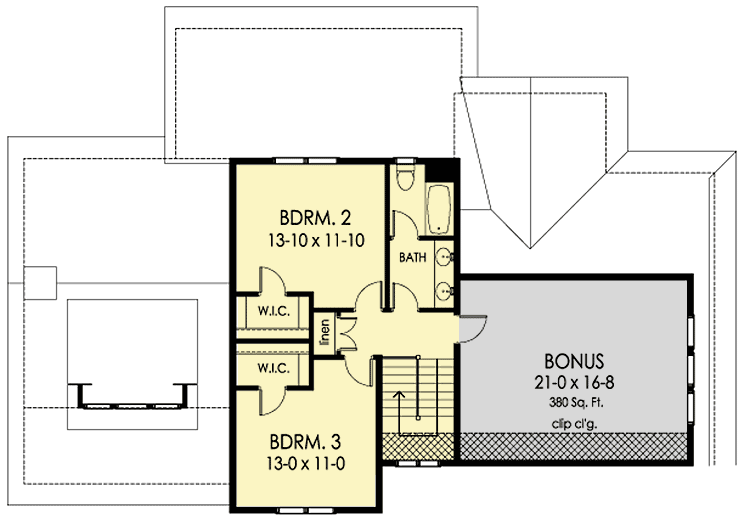 Plan 790057GLV: Exclusive Northwest House Plan with First-Level Master Bed - Floor Plan - 2nd Floor - New American, Northwest, Traditional