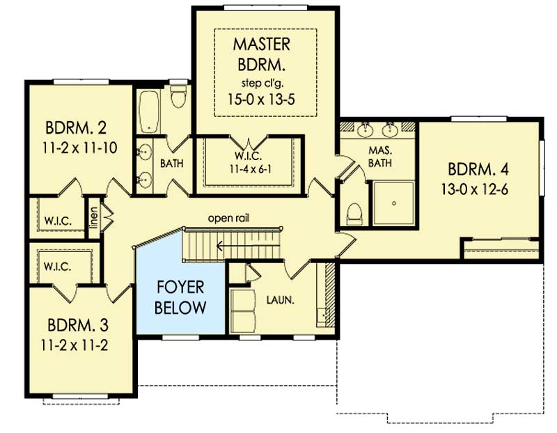 Plan 790062GLV: Exclusive Farmhouse Plan with Second-Level Master Bed and Laundry - Floor Plan - 2nd Floor - Country, Farmhouse, Modern Farmhouse