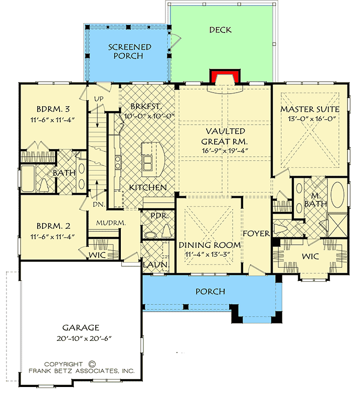 Plan 710141BTZ: Brick and Wood House Plan with Upstairs Flex Room - Floor Plan - Main Level - Southern, Traditional