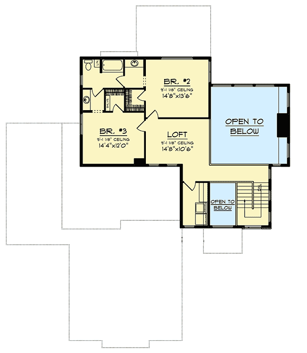 Plan 890113AH: Modern Prairie House Plan with Laundry on Both Floors - Floor Plan - 2nd Floor - Contemporary, Modern, Prairie