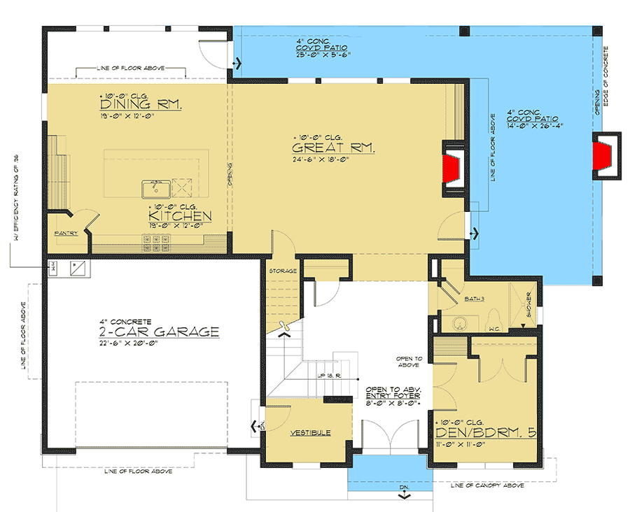 Plan 666045RAF: Bold Contemporary House Plan with Large Covered Patio - Floor Plan - Main Level - Contemporary, Modern, Northwest