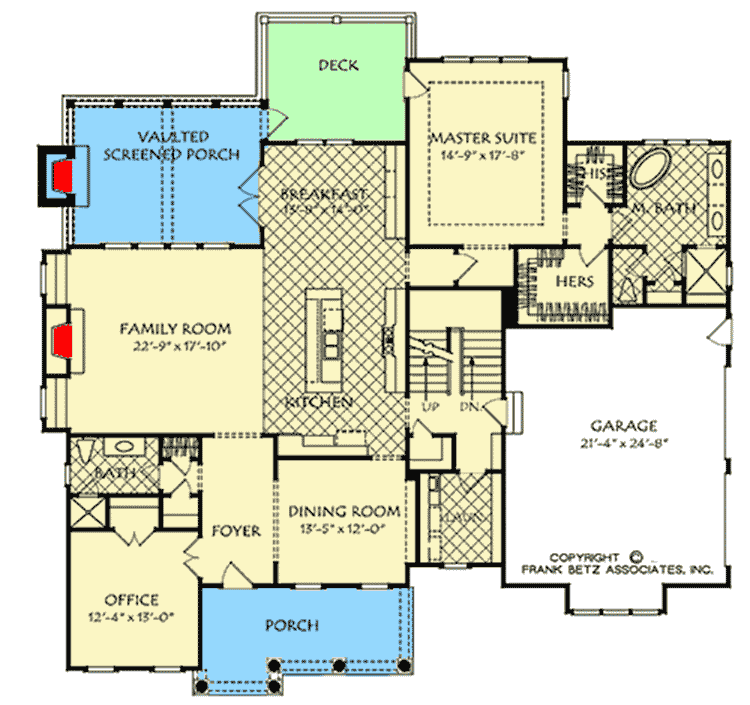 Plan 710155BTZ: Traditional 4-Bed House Plan with Brick Exterior and Shingle Accents - Floor Plan - Main Level - Southern, Traditional