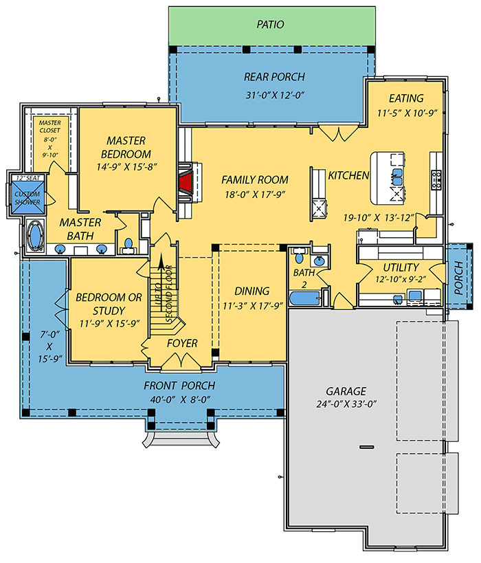 Plan 83917JW: Timeless European Country Home Plan with Main-Floor Master - Floor Plan - Main Level - Southern, Traditional
