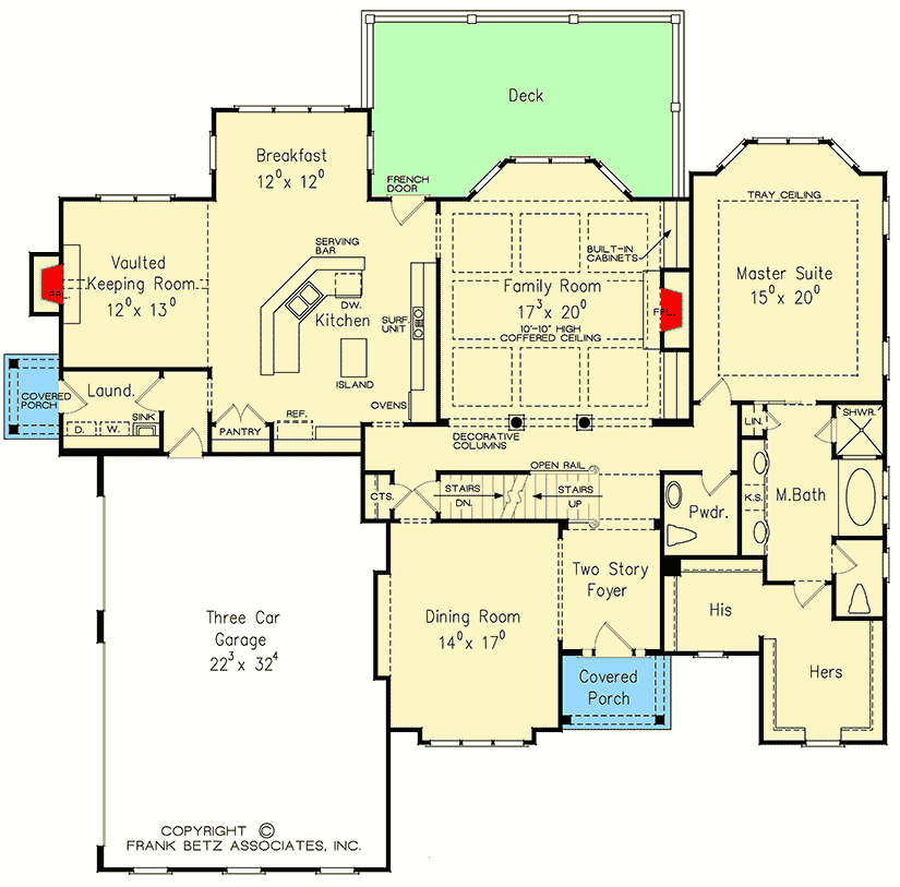 Plan 710163BTZ: 4-Bed House Plan with Walk-In Closets for Everyone - Floor Plan - Main Level - Southern, Traditional